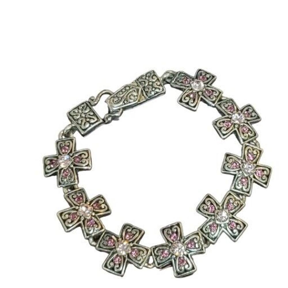 Premier Designs MARISSA silver purple crystal cross silver tone bracelet Retired